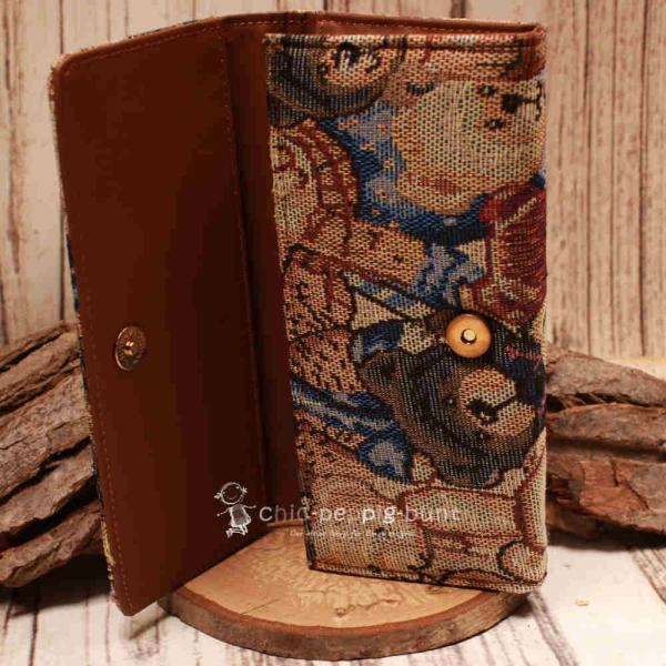 Geldbeutel gross - braun - Stoff Bären / Teddy